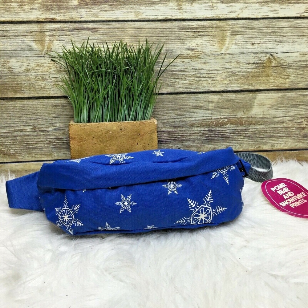 Athalon Blue Nylon Snow Flake Print Fanny Pack Bag